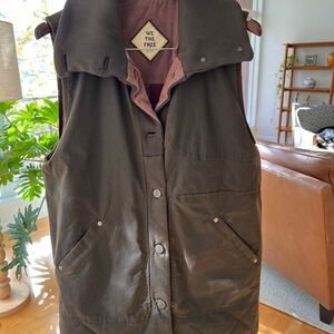 Free People Dark Brown/Olive Wax Vest